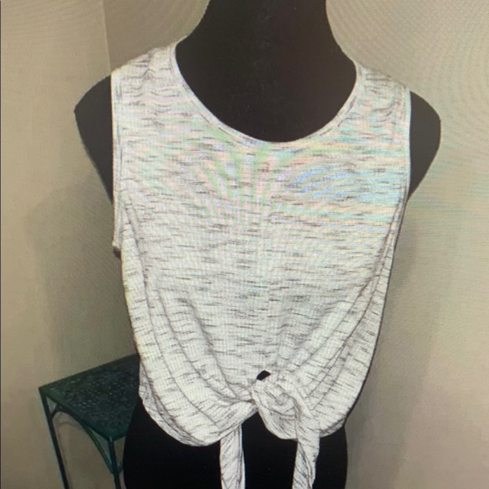 Sleeveless White Tie-Front Top